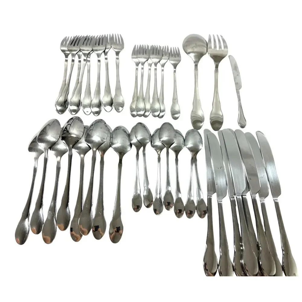 40 Pc Gourmet Settings 18/10 Stainless Steel Flatware Set Modern Pattern